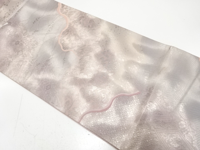 JAPANESE KIMONO / ANTIQUE FUKURO OBI / SILK / WOVEN ARABESQUE